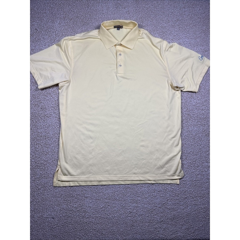 Peter Millar Summer Comfort Polo Shirt Mens Large Yellow Golf Relax Stretch